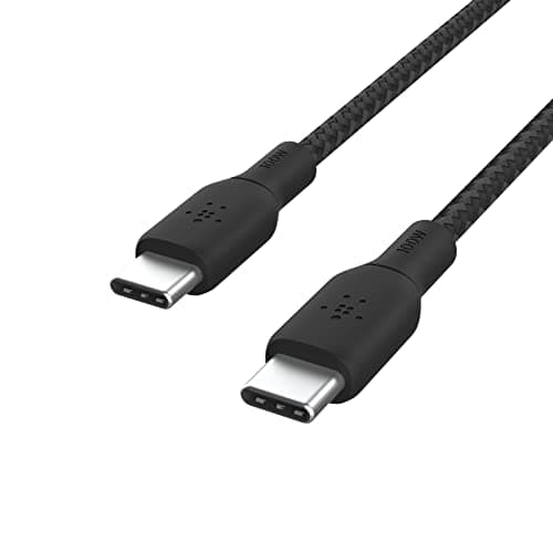 Belkin USB Type C to C Cable, 100W Power Delivery USB-IF Certified 2.0 USB C Charger Cable with Double Braided Nylon Exterior for iPhone 16, 15, iPad, MacBook, Galaxy, Pixel and More -2 m, black | 100W USB-C Power Delivery, iPhone 17/16, Samsung Galaxy S25, Pixel 10, AirPods, iPad Pro, MacBook, Nintendo Switch 2, travel