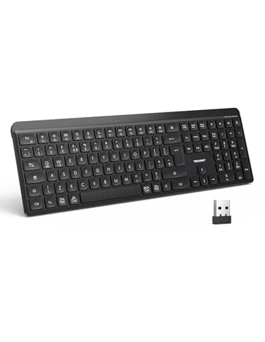 TECKNET Silent Wireless Keyboard Rechargeable, Dual Bluetooth & 2.4G USB