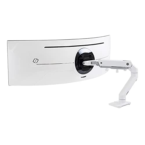 Ergotron – HX HD Premium Heavy Duty Gaming Monitor Arm, Single Monitor Desk Mount – for 1000R Curved Ultrawide Monitors Up to 49″, 12.7-19.1kg, VESA 75x75mm or 100x100mm – White (45-647-216)