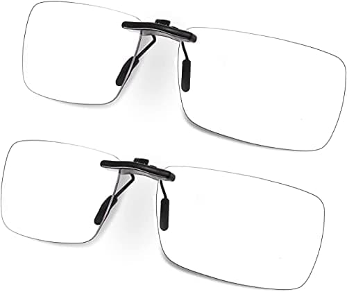 FONHCOO Clip-on Blue Light Blocking Glasses Womens Mens 2 Pack Over Prescription Glasses Framless Lens Anti Eyestrain Headaches UV Filter Computer Gamer Eyeglasses