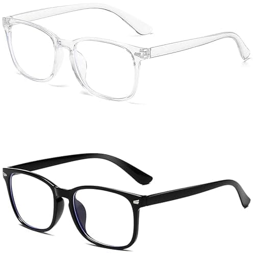 Ltarnx 2 Pack Blue Light Blocking Glasses for Women and Men – Anti Glare Computer Eyewear with Clear Lenses – Lightweight Black and Transparent Frame for Reading, Gaming and Visual Comfort