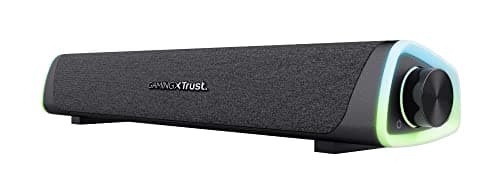 GXTrust Axon RGB Illuminated Soundbar 12W, USB Powered, 3.5mm AUX, Black | PC Speaker for Computer Laptop Smartphone Tablet TV