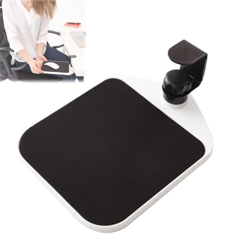 Mouse Tray Home Office Under Desk Clamp On Platform 360° Rotating Extension Board, Wrist Rest Adjustable Computer Hand Bracket Mouse Pad Support Platform(Black with White Edge)