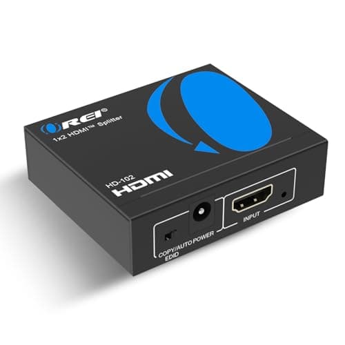 OREI HDMI Splitter 1 in2 Out 4K - 1x2 HDMI Display Duplicate/Mirror - Powered Splitter Full HD 1080P, 4K @ 30Hz (One Input To Two Outputs) - USB Cable Included - 1 Source to 2 Identical Displays