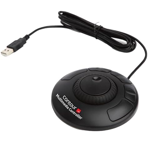Contour Multimedia Controller Xpress | Ergonomic Jog Dial for Video Music Image Editor | USB Multimedia controller for PC and Mac | 5 buttons | 7 Speed Jog Ring - Black