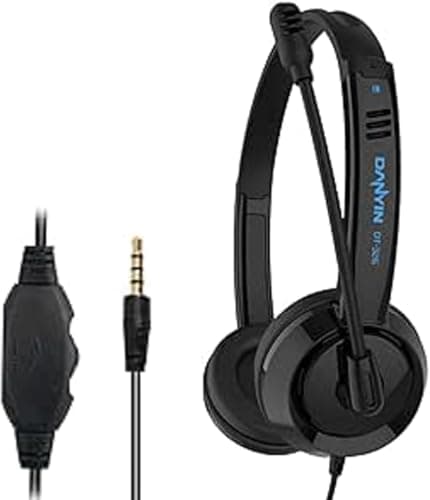 Computer Headset with Microphone, 3.5mm PC Headsets with Microphone Noise Cancelling Mic & Audio Controls for Mobile Phone Laptop PC, Wired Stereo Computer Headphone for Home/Office/Call Center/Online