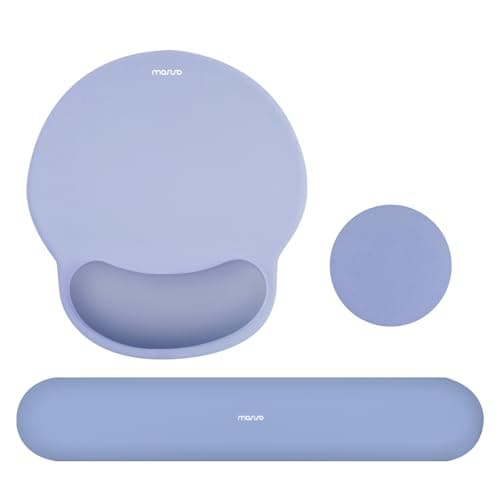 MOSISO Wrist Rest Support for Mouse Pad&Keyboard Set, Stone Blue | Circle Curved Ergonomic Mousepad&Coaster Home/Office Pain Relief&Non-Slip Easy Typing Pad with Soft Cloth&Silicone Lining