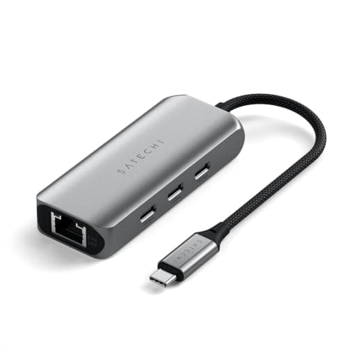 SATECHI 4-in-1 USB-C Hub with 2.5 Gbps Ethernet | 3 × USB-C 3.2 Ports up to 10 Gbps, ultra fast network connection, compact plug and play design for MacBook, laptops and iPad