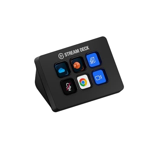 Elgato Stream Deck Mini, 6 Customizable LCD Macro Keys | Compatible with Zoom, Teams, Office, Adobe apps and more, Drag-and-drop setup, Multi-action sequencing, Works Mac and PC
