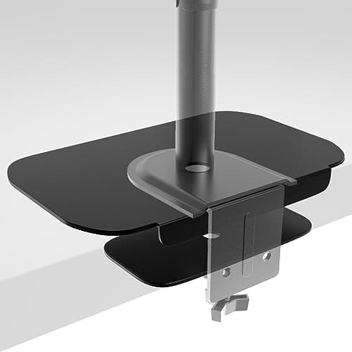 PUTORSEN Monitor Mount Reinforcement Plate for Thin Glass and Other Table Tops, Large Mounting Plates, Steel Bracket Plate Fits Most Clamp and Grommet Bases, Black