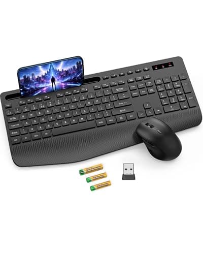 SABLUTE KM23Pro Wireless Keyboard and Mouse Set, Ergonomic UK Layout, Black
