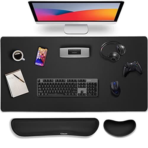 Gimars 3 in 1 XXL Mouse Pad & Keyboard Mouse Wrist Rest Set, 800x300mm Large Memory Foam Mouse Pad Wrist Supports for Typing Pain Relief, Wrist Rests for Gaming Desk Office Home, Black