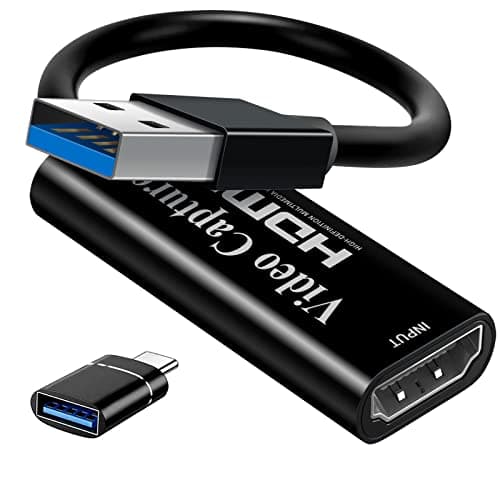 Papeaso 4K HDMI to USB capture card, Full HD 1080p video capture device, HDMI Video Game Capture for Editing Video/Games/Streaming/Online Teaching(Black)
