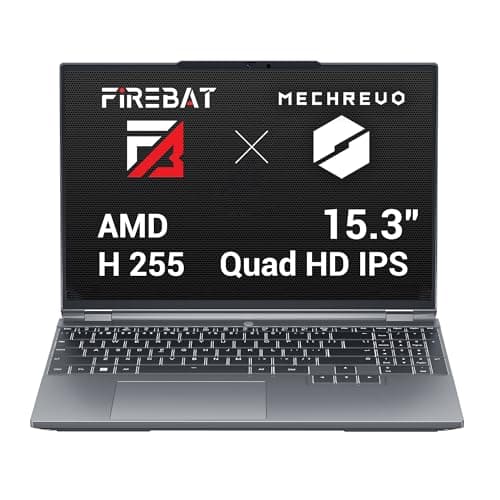 FIREBAT Gaming Laptop Metal 15.3in, 32GB DDR5 RAM, 1TB PCIe4.0 SSD, 2560x1600 16:10 WQXGA Display, Ryzen H255 Processor, RGB Backlit, Laptop PC Notebook Computer for Gamers - Gray【WUJIE 15XPA】