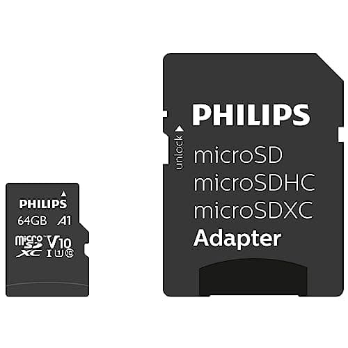 Philips - Micro SDHC 64 GB Class 10 Memory Card + Adapter
