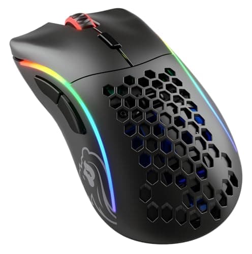 GLORIOUS Gaming Model D Wireless – gamingmus, superlätt, 69 g, laggfri 2,4 GHz-anslutning, upp Till 71 timmars batteri, RGB, BAMF-Sensor, ergonomisk, 6 knappar – Matt svart