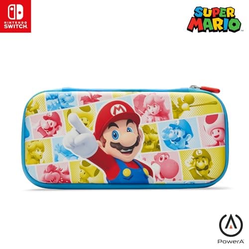 PowerA Slim Case for Nintendo Switch, Switch Lite & OLED Model, Protective Pouch with 10 Game Cards Storage and Built-in Play Stand, Official: Mario; Mushroom Kingdom Reel