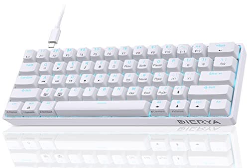 Dierya DK61SE 60% Gaming Keyboard, Wired, US QWERTY, Blue Switches, White
