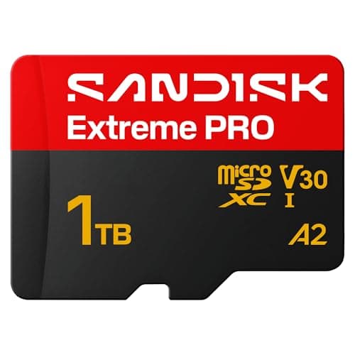 SANDISK Extreme PRO microSD + Adapter 1TB, Up to 250MB/s Read Speeds | UHS-I, V30, 5K, 4K UHD, U3, C10, A2, Ideal for Action Cams, Drones, Android Devices, Laptops, Up to 170MB/s Write speeds