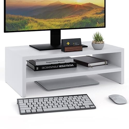 ComfortCove Monitor Stand, 2 Tiers Computer Monitor Riser, White