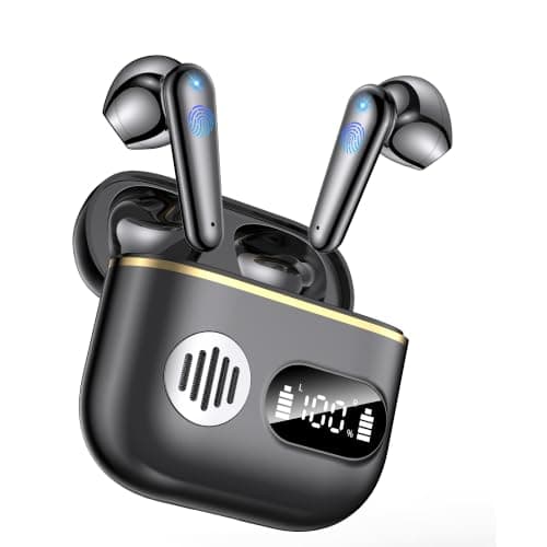 CoolJumper 2026 Ultimate Bluetooth V6.1 Earbuds, Dual LED Display, Mini In-Ear Design, Deep Punchy Bass, 48H Playtime, IP7 Waterproof, Black
