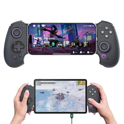 abxylute S9 Full-Size Gaming Phone Controller for iPhone 15/16, iPad Mini 6/7 and Android Phone Tablet, Bluetooth and Type-C Mobile Gamepad with App, for Roblox, Hall Joystick &Trigger (black)