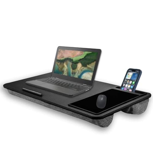 Laptop Tray 57.5 x 30.5 x 6cm Large Lap Desk Portable Laptop Stand with Cushion, Mouse Pad, Phone Slot, Portable for Bed Sofa Carpet Work Study Gaming