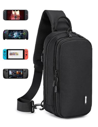 BAGZY Crossbody Bag for Nintendo Switch 2 (2025)/Switch OLED /ROG Xbox Ally X/Steam Deck Case Water Resistant Interior Felt Protective Accessories with 10 Game Card Slots Portable Sling Bag for Daily