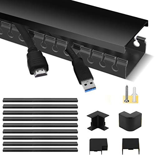STAGEEK Cable Trunking - 9 Pieces, 3.5M Self-Adhesive Desk Cable Management for Computers - 9XL39cm W4cm H2cm, Black