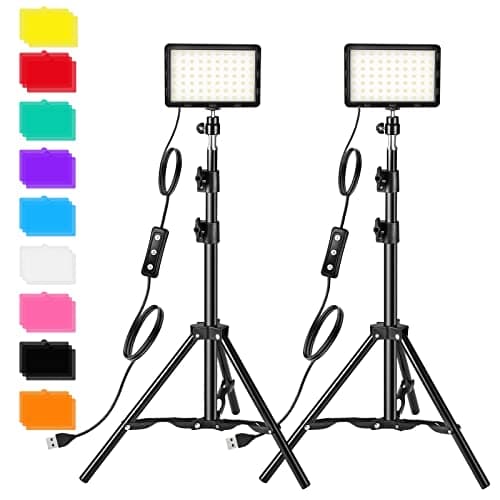 Photography Video Lighting Kit, LED Studio Streaming Light with 9 Color Filters for Camera Photo Desktop Video Recording Filming Computer Webcam Conference Game Stream YouTube TikTok