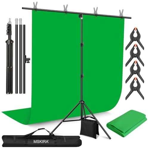 MSKIRA Green Screen Backdrop Kit 6.9x6.6Ft, Portable Greenscreen with Stand