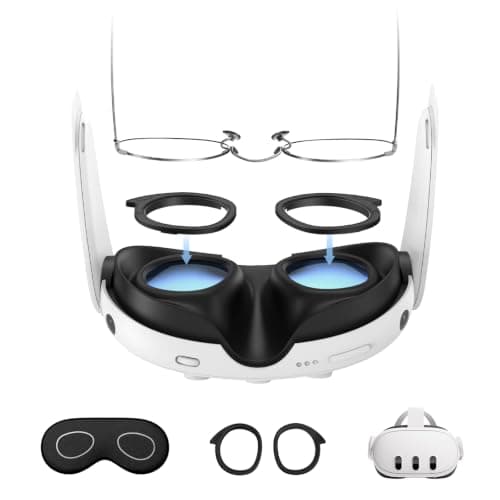 AMVR Lens Protector Set Compatible with Meta/Oculus Quest 3 Accessories,Glasses Spacer for Q3 Lenses,Soft Silicone Rings Protect Prescription Glasses(Only Spacer Frame, No Lenses)