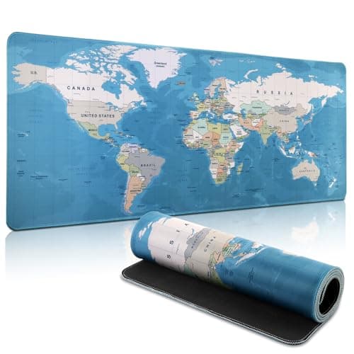 Yimomoyi Non Slip Mouse Pad, 80 x 30cm Mouse Mat Extended, Gaming Mousepad Waterproof, Desk Mat with Rubber Base, Desk Pad Laptop for Office and Home, Ocean World Map Style