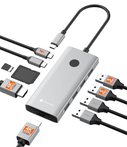 10-in-1 Laptop Docking Station, Dual Monitor 4K@60Hz, 2 HDMI, USB C Hub