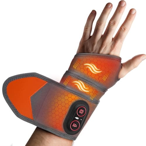 Cordless Wrist Heating Pad, Wrist Massager with 3 Heating and Vibration, Heated Wrap Brace for Arm, Elbow and Knee