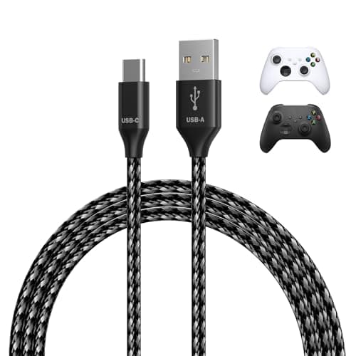 MMOBIEL USB-C Charging Cable 6.6ft (2m) 2-Pack Braided Nylon USB-A to USB-C, 18W Fast Charge & 480Mbps Data (Black) – Replacement Cable for Xbox Controllers & Gaming Accessories