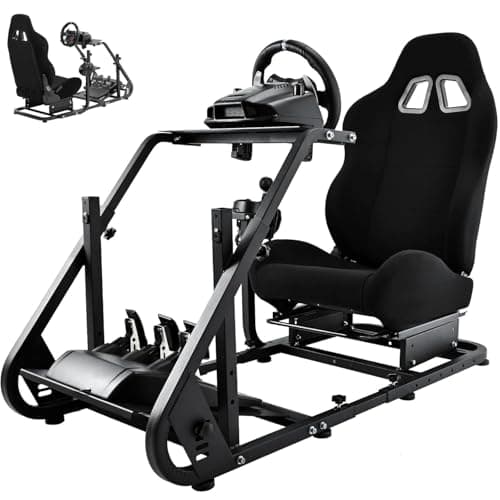 Dardoo G923 Racing Simulator Cockpit with Seat Fit for Logitech G29 G27 G920, for Thrustmaster T150, for Moza, Not Include Wheel, Pedal and Shifter