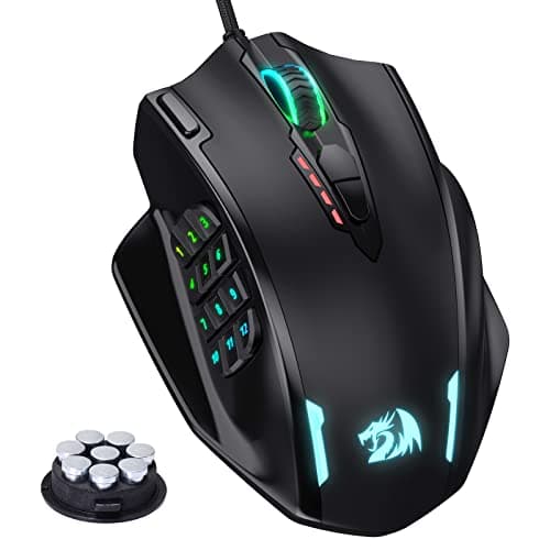 Redragon M908 Impact RGB LED MMO Gaming Mouse With 12 Side Buttons, Optical Wired Ergonomic Mouse with Max 12,400DPI, High Precision, 18 Programmable Macro Shortcuts, Comfort Grip | Stable Lag-Free Connection, Redefine Keybinding Macro, Vibing Backlight, Ergonomic Grip Body Comfort