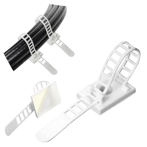 GPtzlei 25 Pack White Cable Clips,Self Adhesive Cable Management Ties