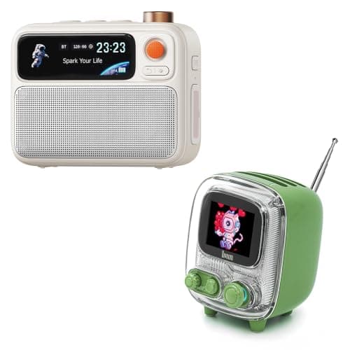 Divoom Tiivoo-2 Retro Pixel Art Bluetooth Speaker & Flowtoo White Noise Machine – FM Radio, Sleep Sounds, Alarm Clock and Gift Set