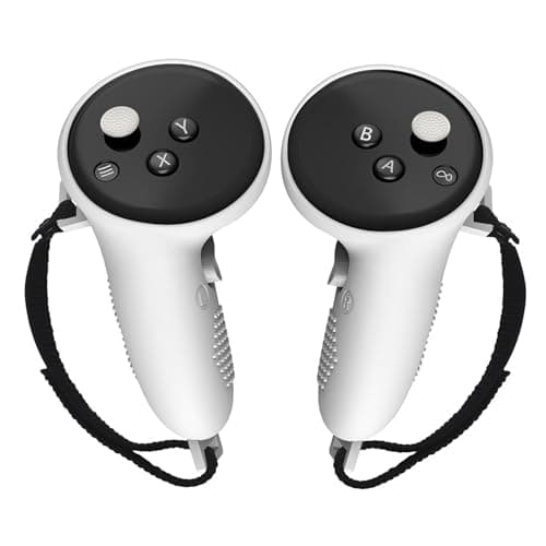 1 Pair Controller Grips Case for Meta Quest 3/3S, Anti-Slip Grip and Protection for VR Gaming, Ergonomic Design with Adjustable Soft Strap Easy Installation (White)