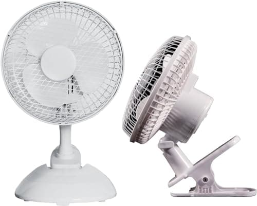 Deejaah® 6 Inch Desk Fan – 2 In 1 Clip-On & Desk Fan, Cooling Desk Fan 2 Speed, Small Standing Fan, Portable & Tilting Head for Office, House, Bedroom