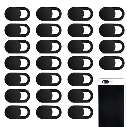 25 Pcs Webcam Cover Slider for Privacy, Camera Cover, Phone Camera Cover, 0.027in Thin Design Web Camera Cover Slide for Laptop, Desktop, Pc, Tablet, Smartphone and More(Black)