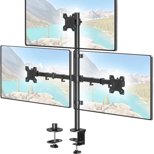 ELIVED Vertical Stack Dual Monitor Arm for Most 13-32 Inch Screens | Height Adjustable with 80cm Tall Pole, Rotation 360°& Tilt & Swivel, VESA 75/100mm up to 8KG, 2 Installation Options
