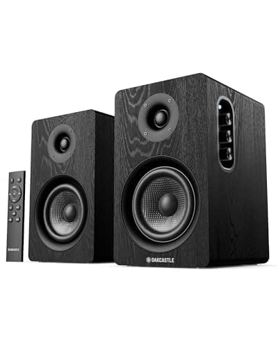 Oakcastle BK100 Active Bookshelf Speakers | 2.0 Stereo System, 60W Output