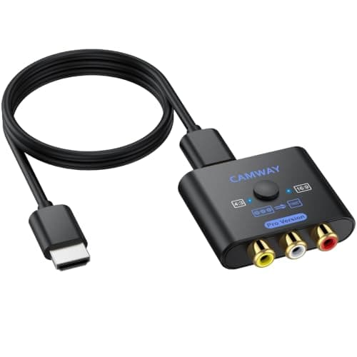CAMWAY RCA to HDMI Converter, 1080P AV Adapter, 4:3/16:9, V2.0, 0.5M Cable