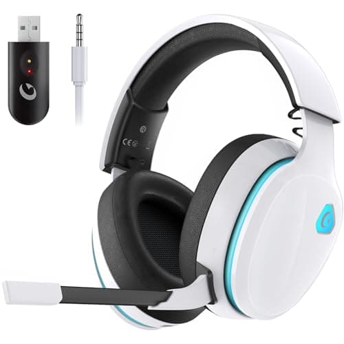 Gvyugke Gaming Headset, 2.4GHz Wireless Gaming Headphone for PS4, PS5, PC, Mac, 5.2 Bluetooth Headphone with Detachable Noise Canceling 3D Microphone, 3.5mm Wired Mode for Xbox Series