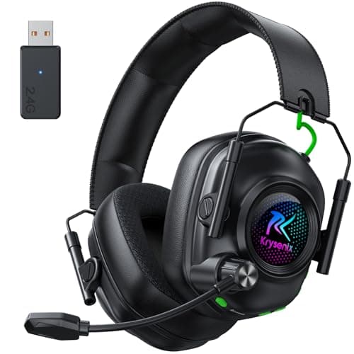 Krysenix Wireless Gaming Headset for PS5, PS4, PC, Switch, Mac, 2.4 GHz Wireless & Bluetooth 5.4 Gaming Headphones with Mic Noise Canceling, Foldable, 50mm Drivers, Stereo Sound, 40H Battery