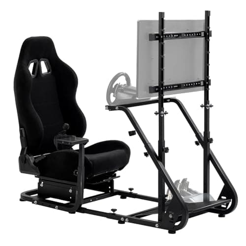 Dardoo Racing Simulator Cockpit with Monitor Stand - TV Mount&Black Seat fit for Logitech G923 Thrustmaster Wheels Fanatec WITHOUT Wheel Shifter Pedal and Display (Monitor Stand Cockpit - Black)