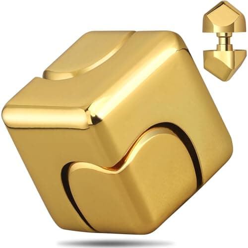 Fidget Cube, Spinner for Adults, Gadgets Desk Office Toys, Sensory Leisure Stress Relief Tabletop Toy - Gift for Kids/Girls/Teens and Men - Rainbow (Gold)
